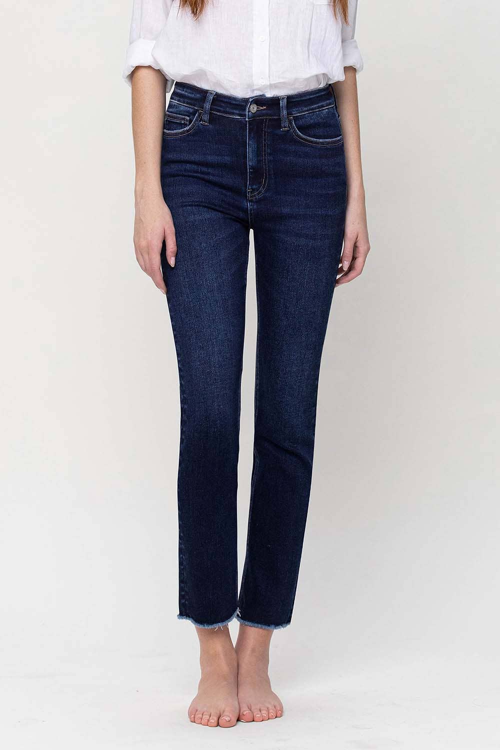 SUPER HIGH RISE STRETCH SLIM STRAIGHT JEANS T5354