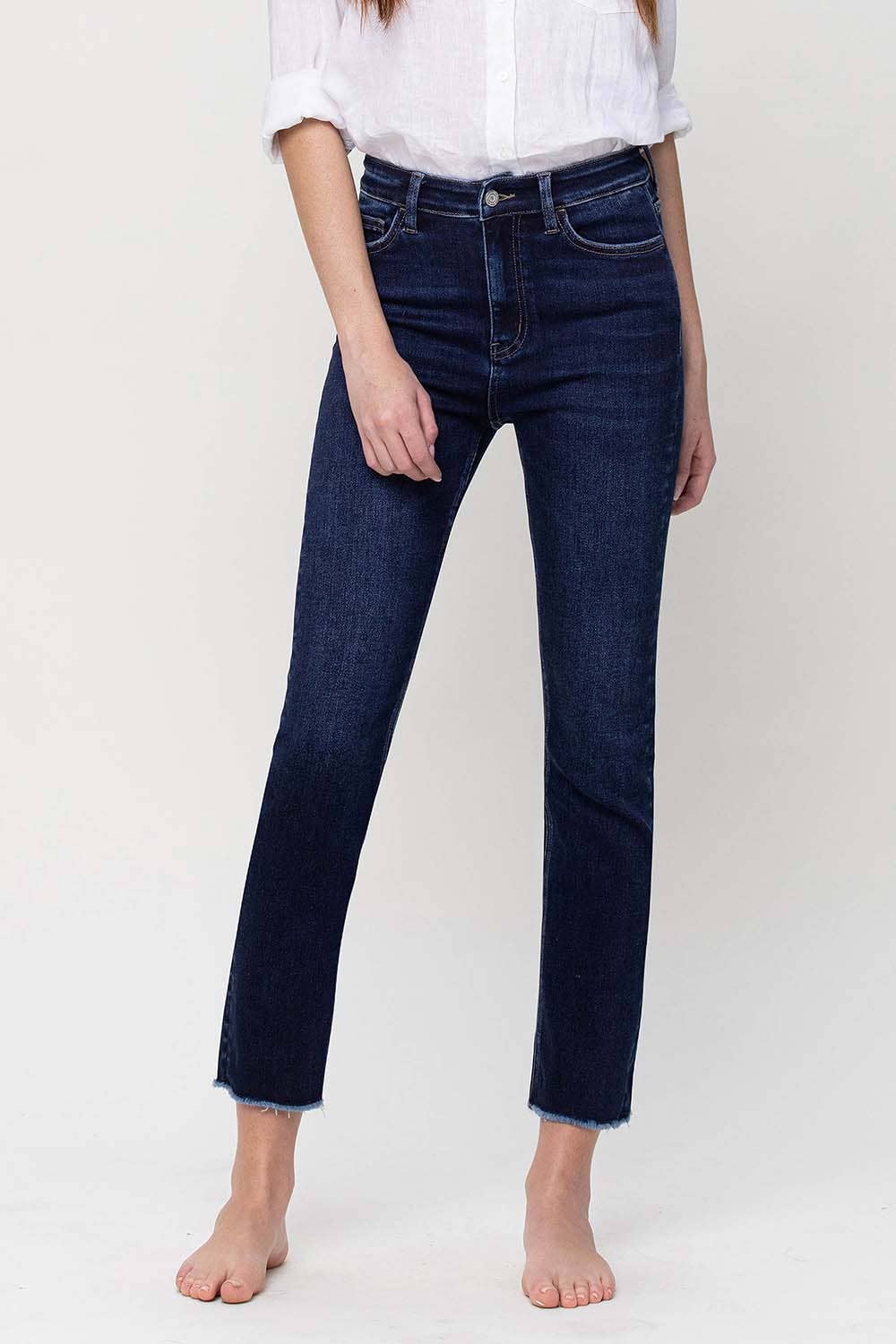 SUPER HIGH RISE STRETCH SLIM STRAIGHT JEANS T5354