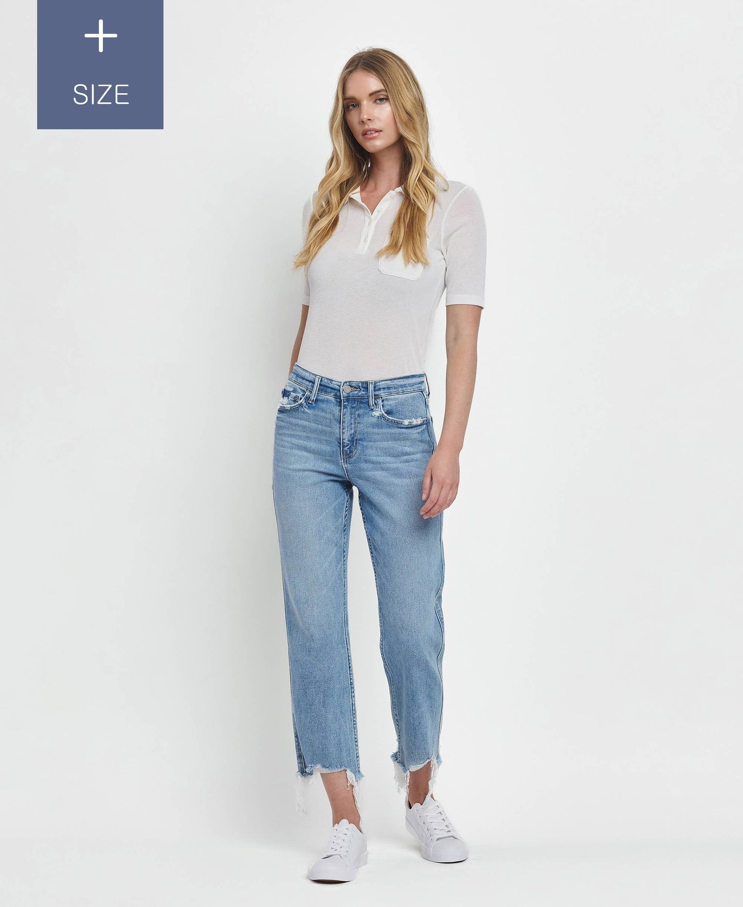 PLUS SIZE HIGH RISE REGULAR STRAIGHT JEANS T6478-P