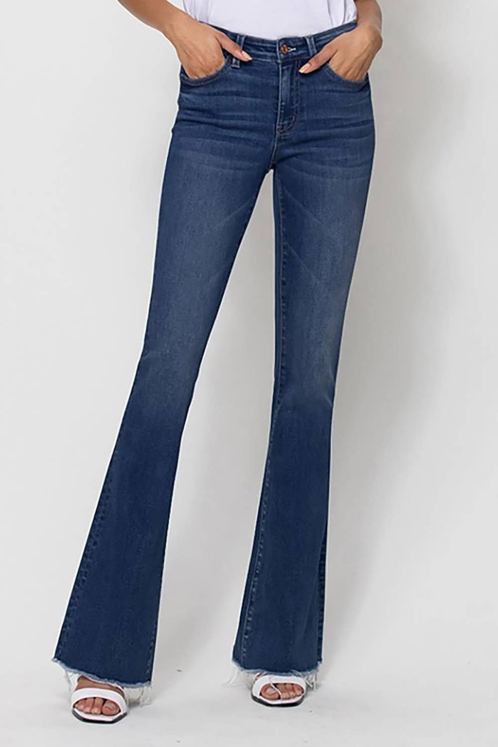 MID RISE RAW HEM FLARE JEANS T5349D