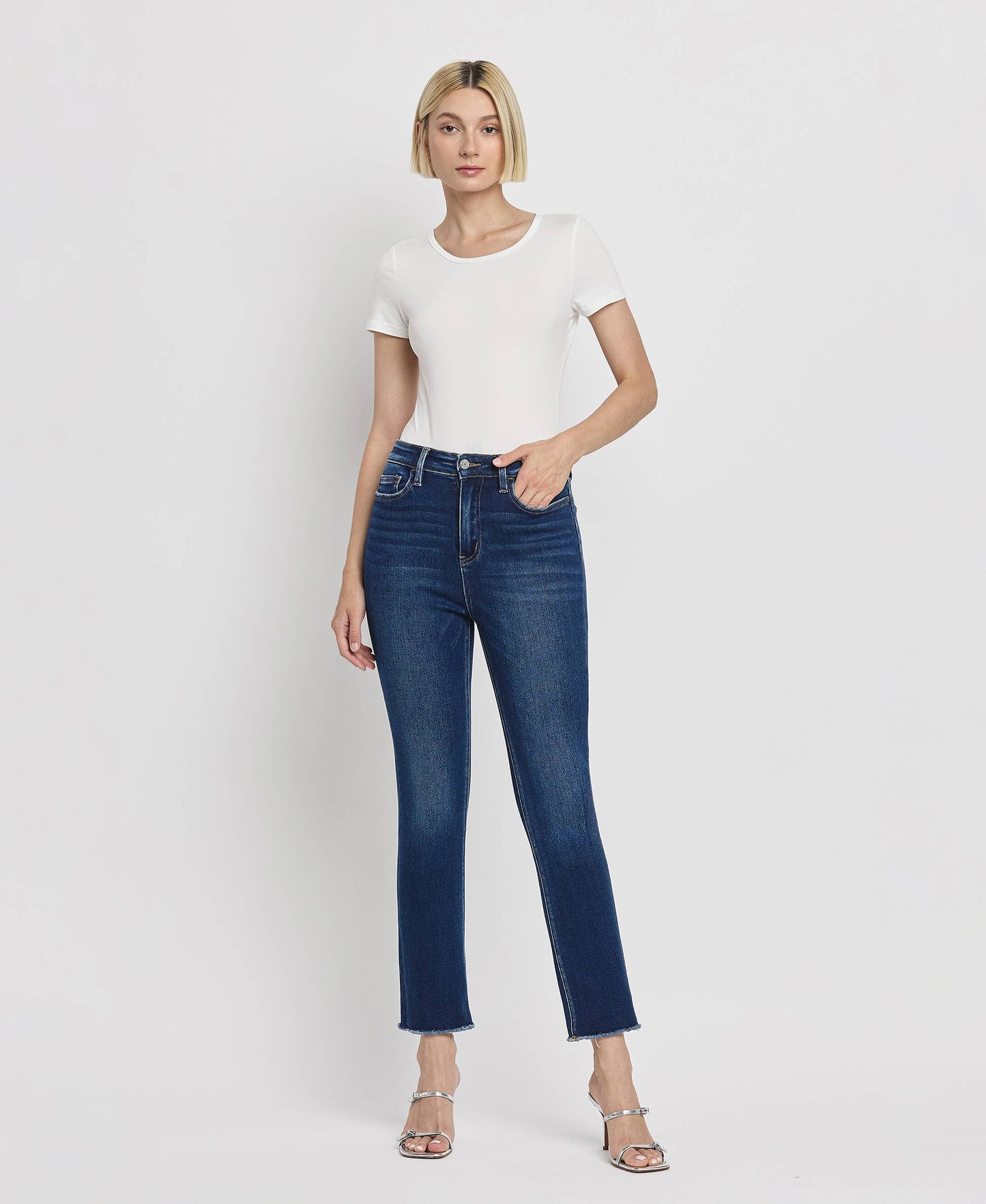 SUPER HIGH RISE STRETCH SLIM STRAIGHT JEANS T5354