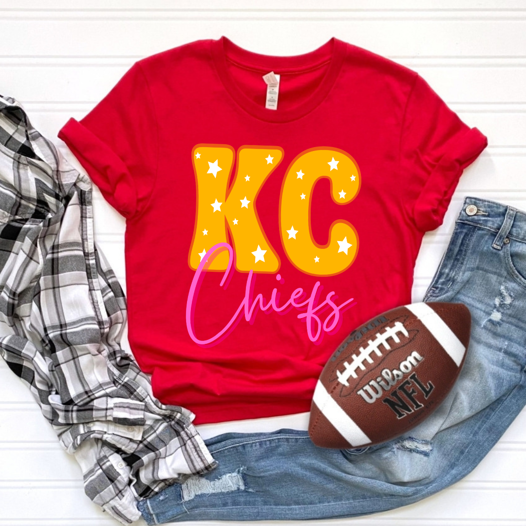 KC Chiefs Yellow & Pink On Red