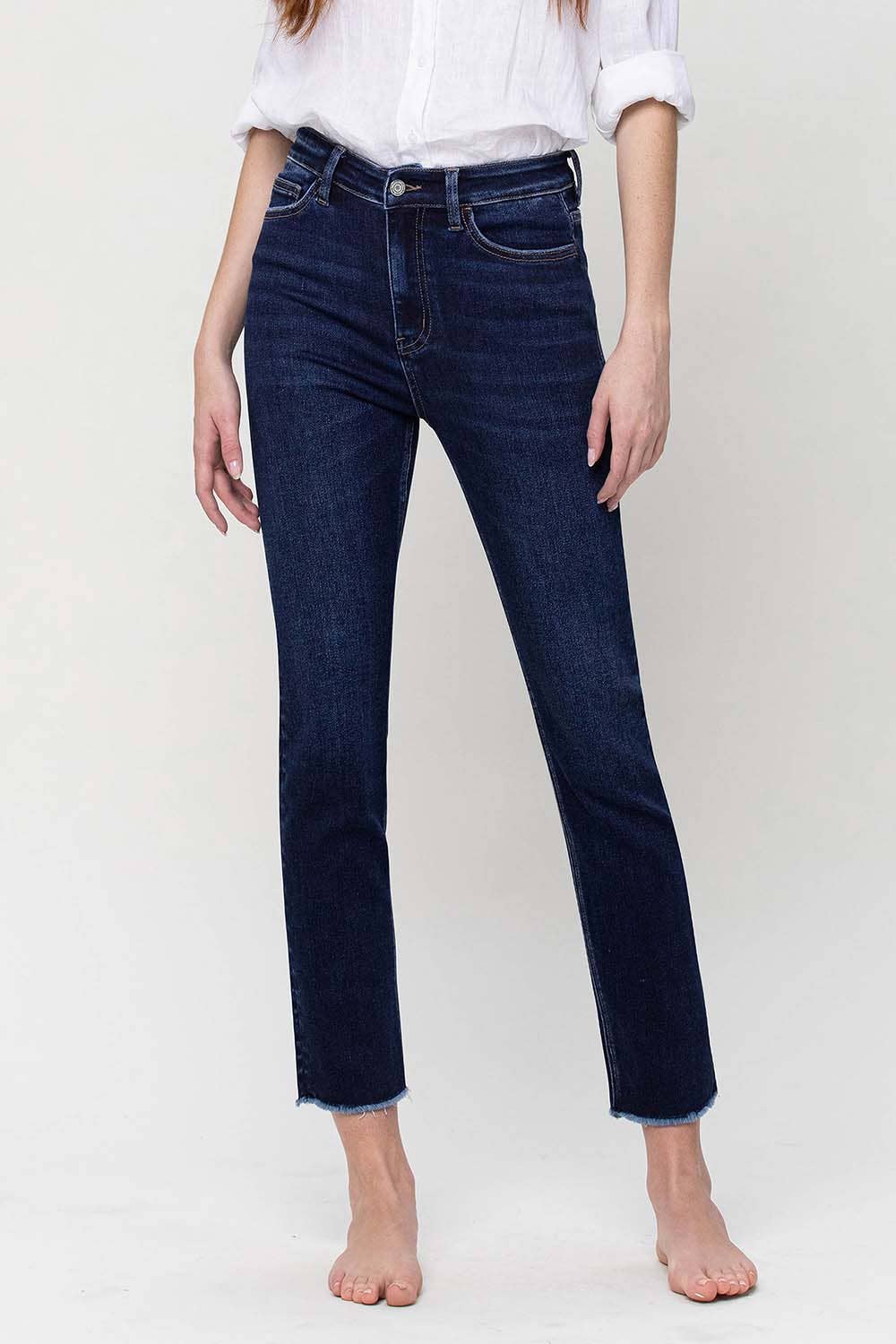 SUPER HIGH RISE STRETCH SLIM STRAIGHT JEANS T5354