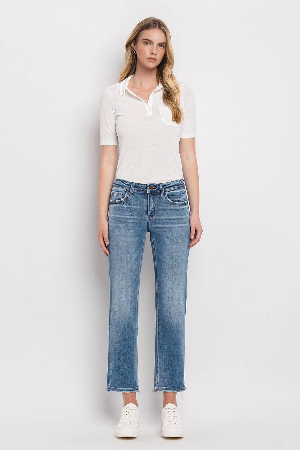 MID RISE CROP STRAIGHT JEANS F5221