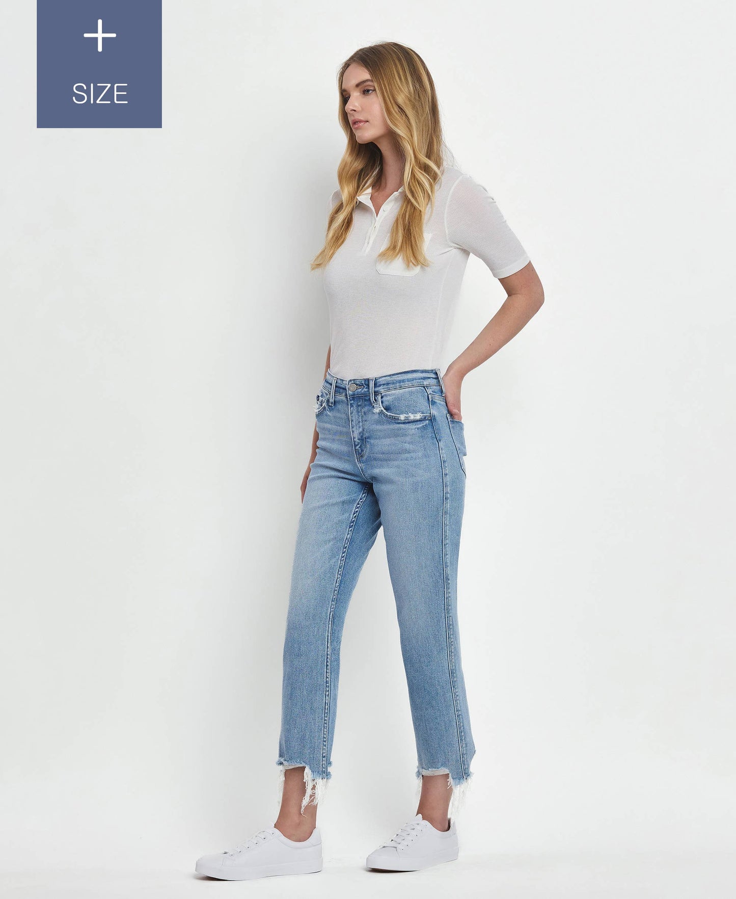 PLUS SIZE HIGH RISE REGULAR STRAIGHT JEANS T6478-P