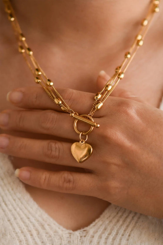 LDC Valentine Heart Pendant Chain Necklace Fashion Jewelry