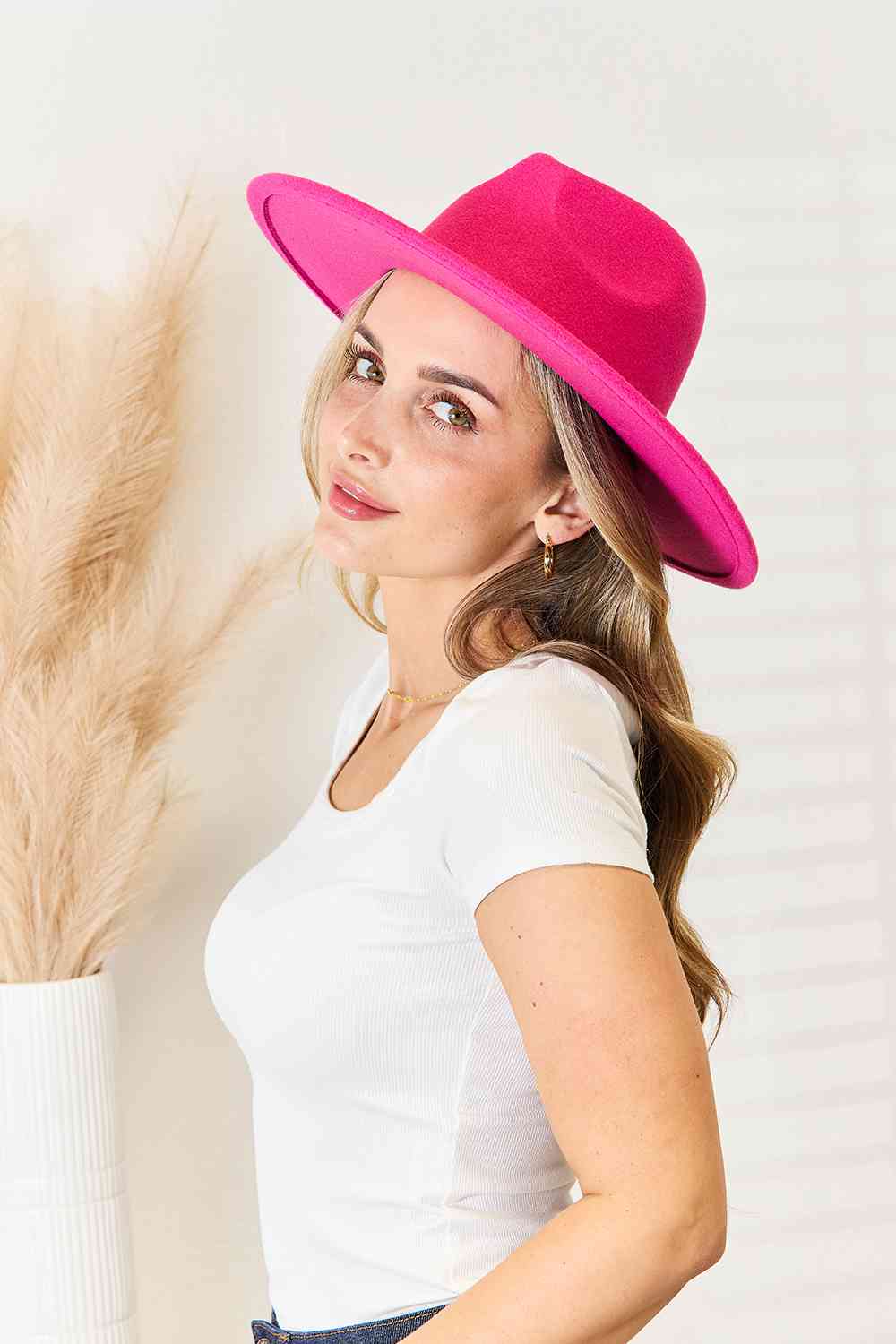 Fame Flat Brim Fedora Fashion Hat